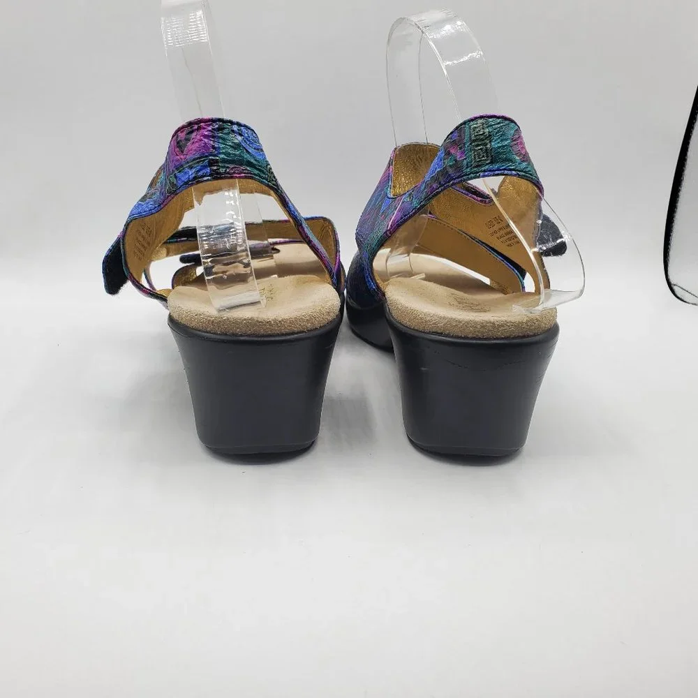 ALEGRIA OLIVIA CRAFTY VIBRANT FLORAL LEATHER ADJUSTABLE STRAP SANDALS - Picture 6 of 9